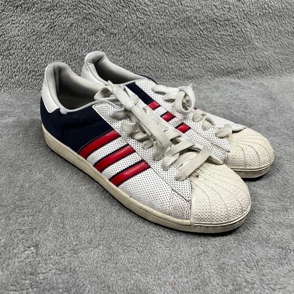 Adidas Superstar The American Flag Color Red White Blue G56825 Leather Mens 10.5 - Picture 1 of 8